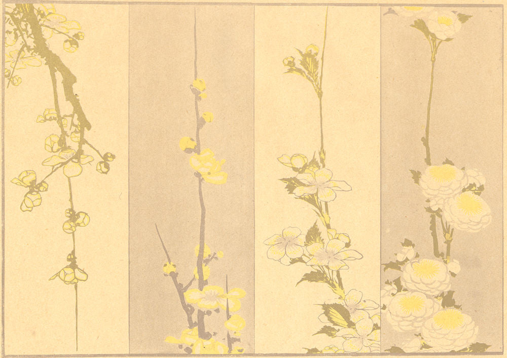 JAPAN. Studies of Flowers. By Hokusai 1890 old antique vintage print picture